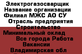 Электрогазосварщик › Название организации ­ Филиал МЖС АО СУ-155 › Отрасль предприятия ­ Строительство › Минимальный оклад ­ 45 000 - Все города Работа » Вакансии   . Владимирская обл.,Вязниковский р-н